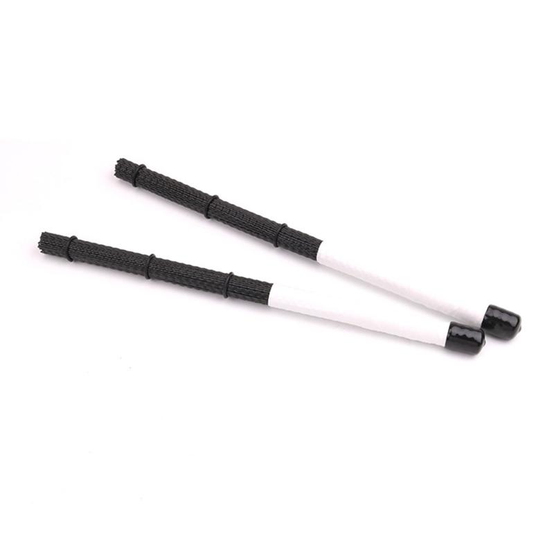 2pcs Jazz Drum Brushes Retractable Nylon Bristle Drum Sticks Percussion Drumsticks Musical Accessories for W/ Rubber Han