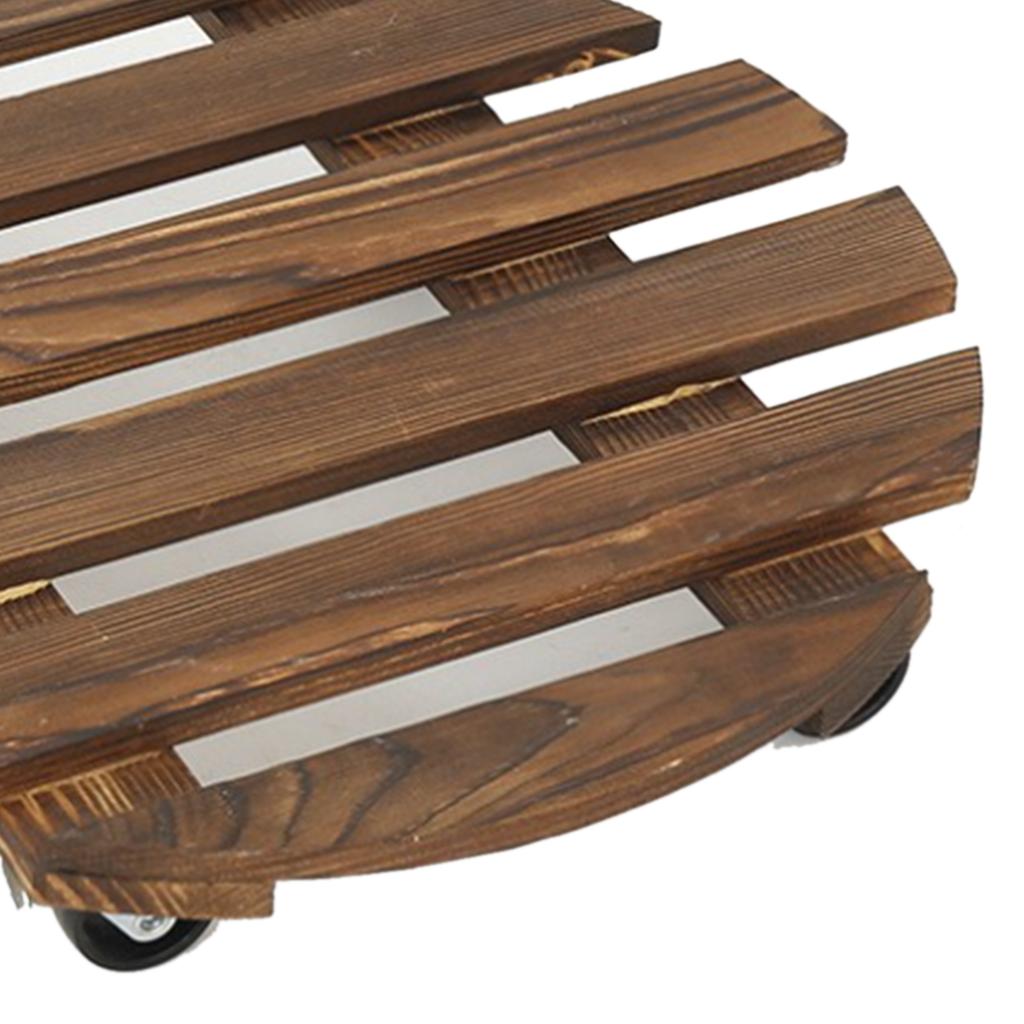 Plant Stand with Silent Caster Wheels Rolling Wood Plant Stand for Outdoor Indoor Large Plant Flower Pot Circular