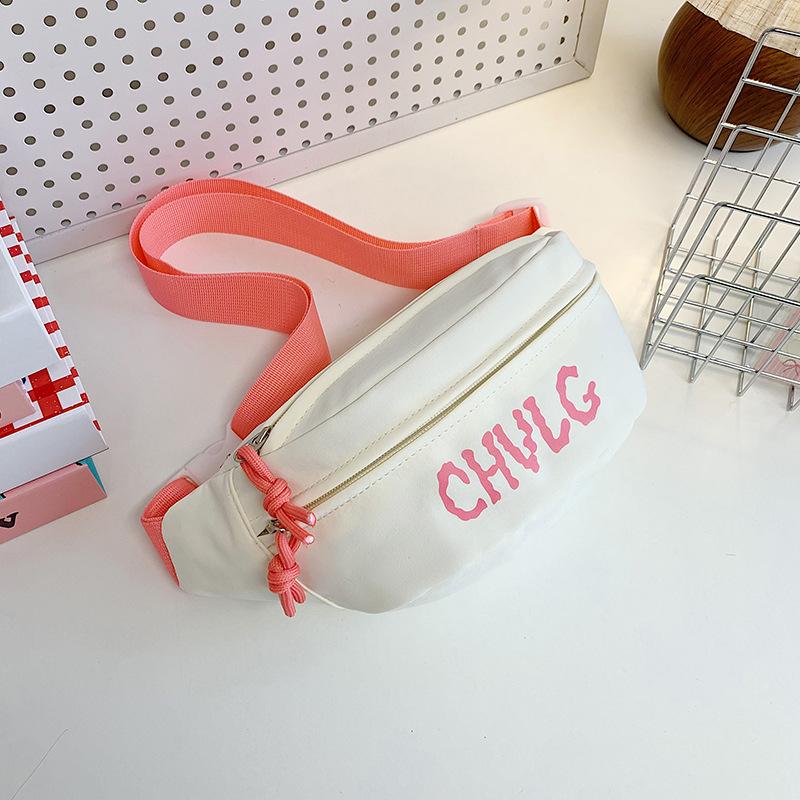 Sports Chest Bag Women's New Printing Small Fresh and Casual Joker Cycling Backpack Mobile Phone Canvas Slung Pockets.