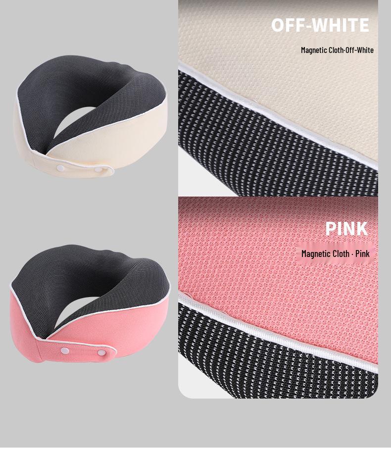 U-Shaped Memory Foam Travel Pillow with Foldable Neck Support, Breathable Design, and Optional Logo Printing.