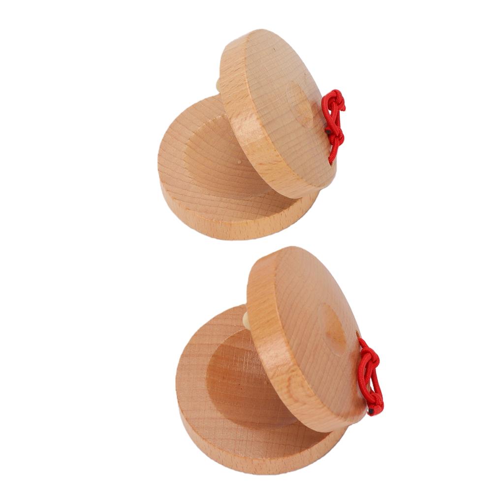 Beech Wood Castanet Orff Percussion Instrument 5.5x5.5cm Wood Hand Finger Castanet For Preschoolers Early Music Education