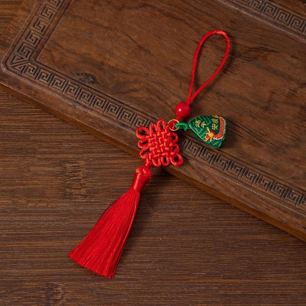 Dragon Boat Festival Sachet Pendant - Zongzi Tiger Ornament with Chinese Knot Keyring Mobile Charm