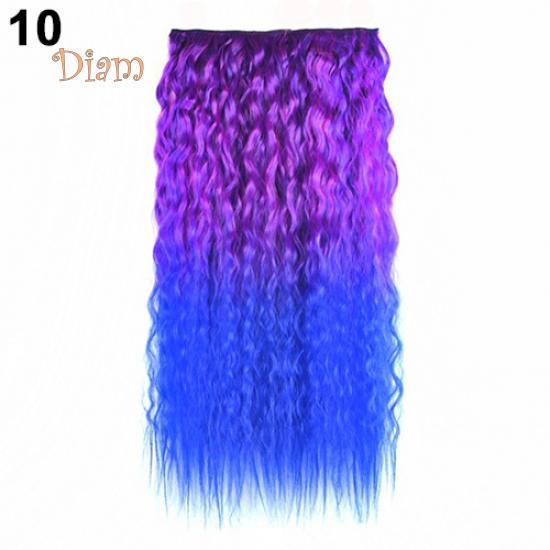 Tenfyer Extension de cheveux à clipser, longs et sexy, dégradés de couleurs, ondulés et bouclés, pour femmes, 60 cm