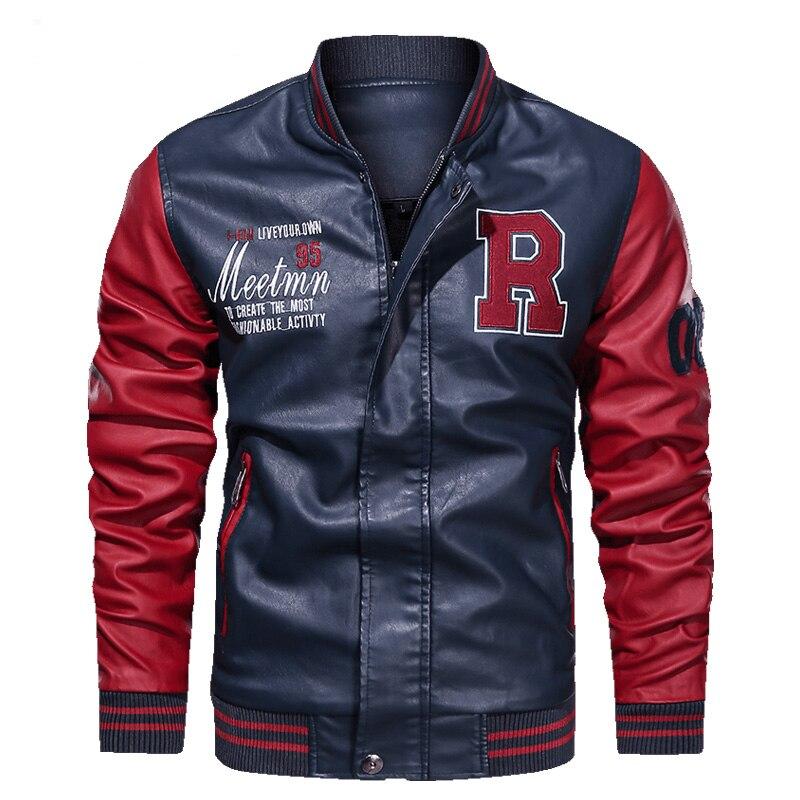 Giacca autunno inverno uomo giacche da baseball ricamate cappotti in pelle pu giacche in pelle pilota in pile slim fit college maleluxury