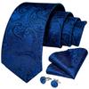 Luxury Blue Paisley Silk Tie Set For Men Floral Men's Wedding Neck Tie Pocket Square Cufflinks Tie Clips Men's Gift