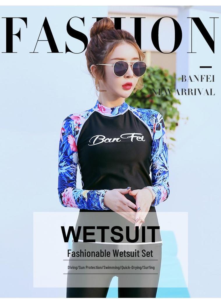 2024 Women's Two-Piece Long Sleeve Wetsuit - Surf, Snorkel, Yoga & Anti-Jellyfish Protection