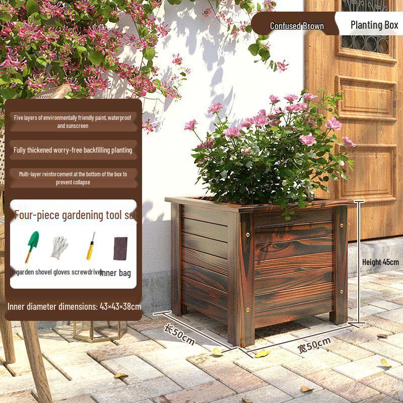 Large Anti-Corrosion Solid Wood Planter Box for Outdoor Trees and Flowers