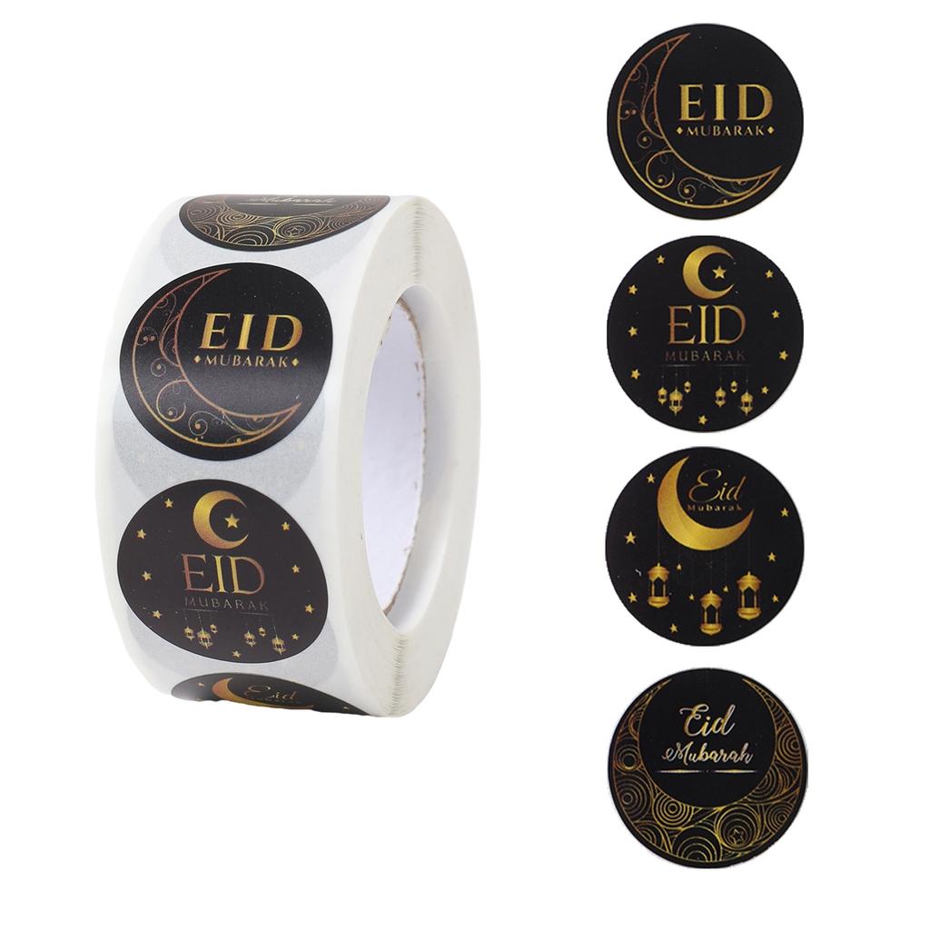 EID Mubarak 500pcs Roll Stickers Ramadan Kareem Gifts Packaging Seal Stickers Islam Muslim Festival Party Decor EID Gift Labels