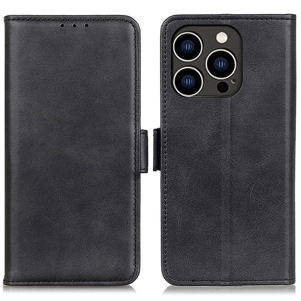 

For iPhone 16 Pro Case Magnetic Clasp Leather Wallet Flip Phone Cover Black