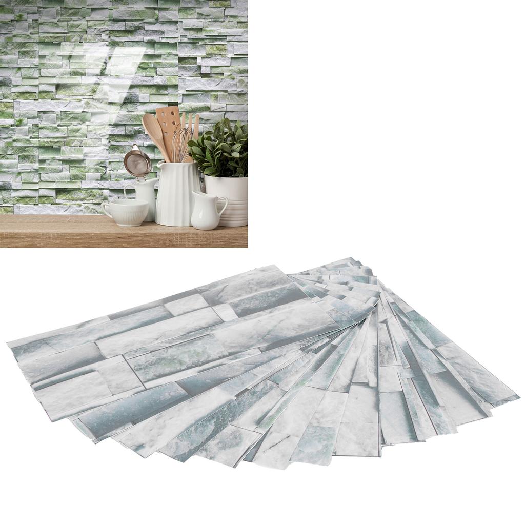 12Pcs PVC Tile Sticker Waterproof Self Adhesive Bathroom Kitchen Living Room Decor Floor
