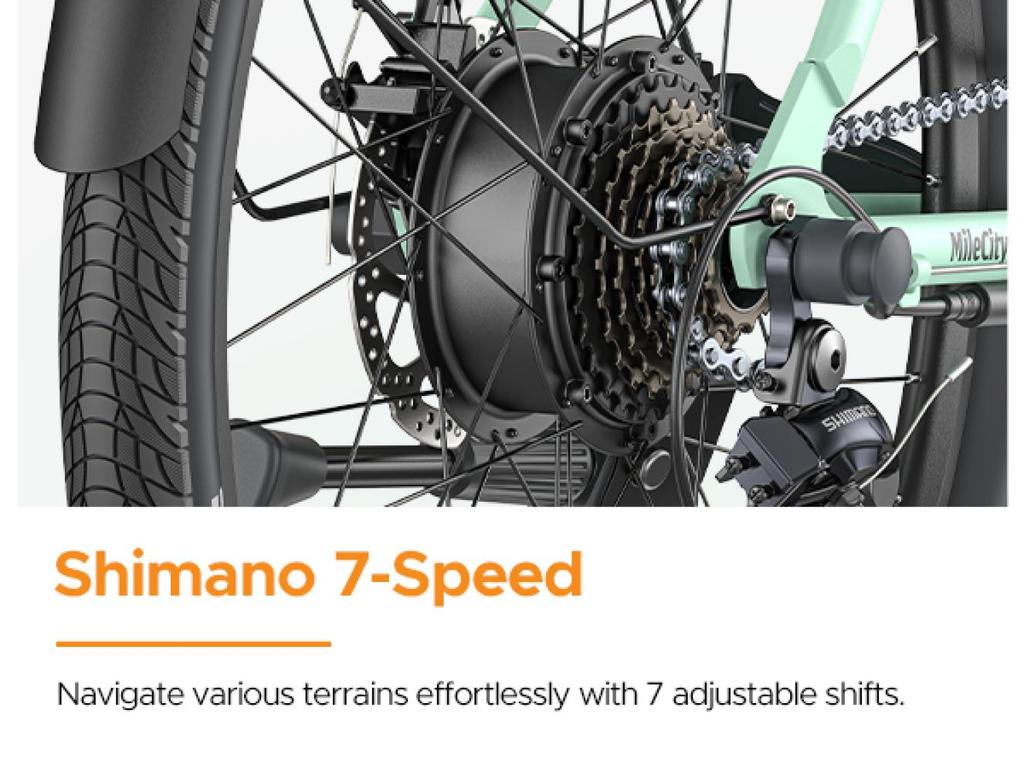 HILLMILES MileCity 1 Straddle Electric Bike: 80-100 Km Range, 20" Wide Tires, Shimano 7-speed Gearbox, IPX4 - Urban Commuting