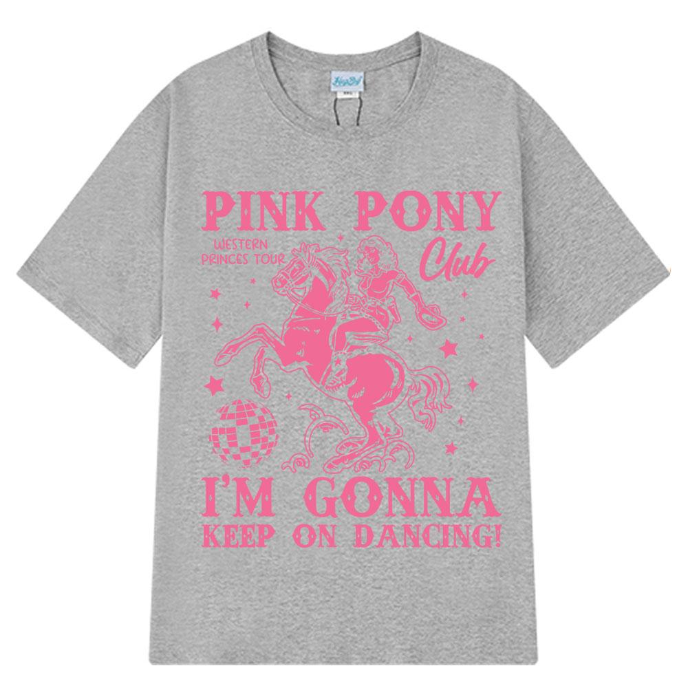 Pink Pony Club Fashion Print T-shirt Summer Short-sleeved 100% Cotton Casual T-shirts Man Woman Aesthetic Trendy Loose T-shirts