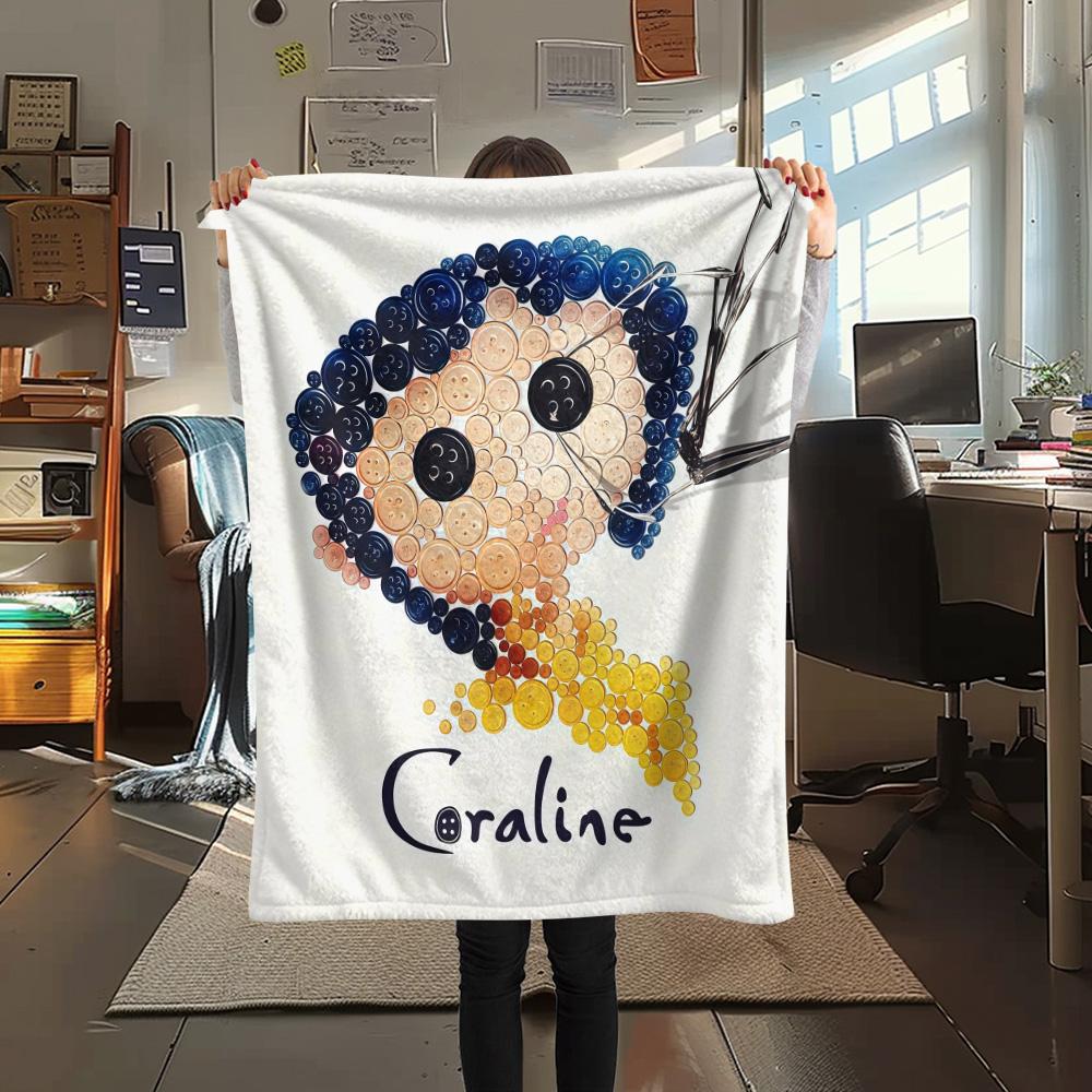 Coraline Flannel Blanket, High Quality Comfortable for All Seasons, Home Decor, Warmth and Comfort