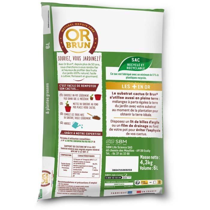 Substrat cactus & plantes grasses - or brun - obrtcac6u - 6l - favorise la croissance