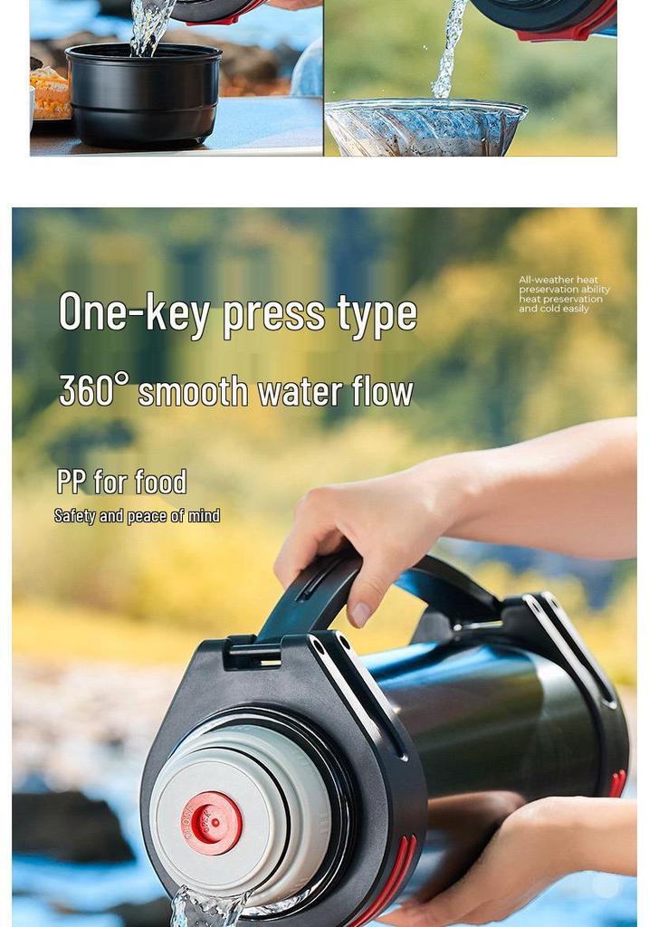 Stainless Steel Outdoor Thermos Bottle with Strap - Large Capacity, Portable, Insulated for Sports & Climbing