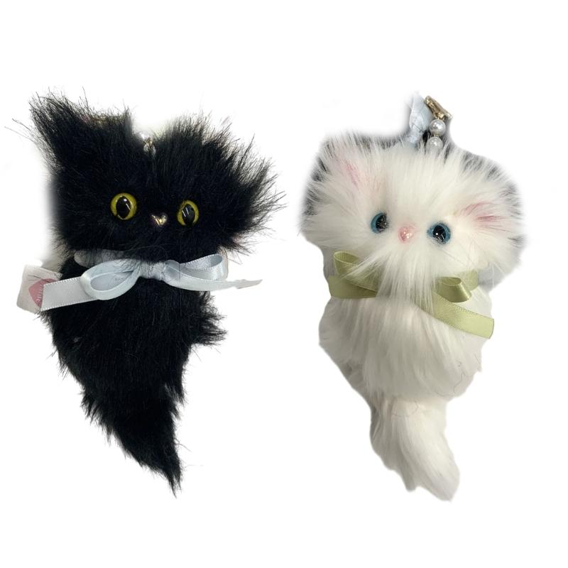 Plush Cat Keychain Cute Decorations Keyring Hanging Ornament Backpack Handbag Charm Pendant Gift for Girls Women