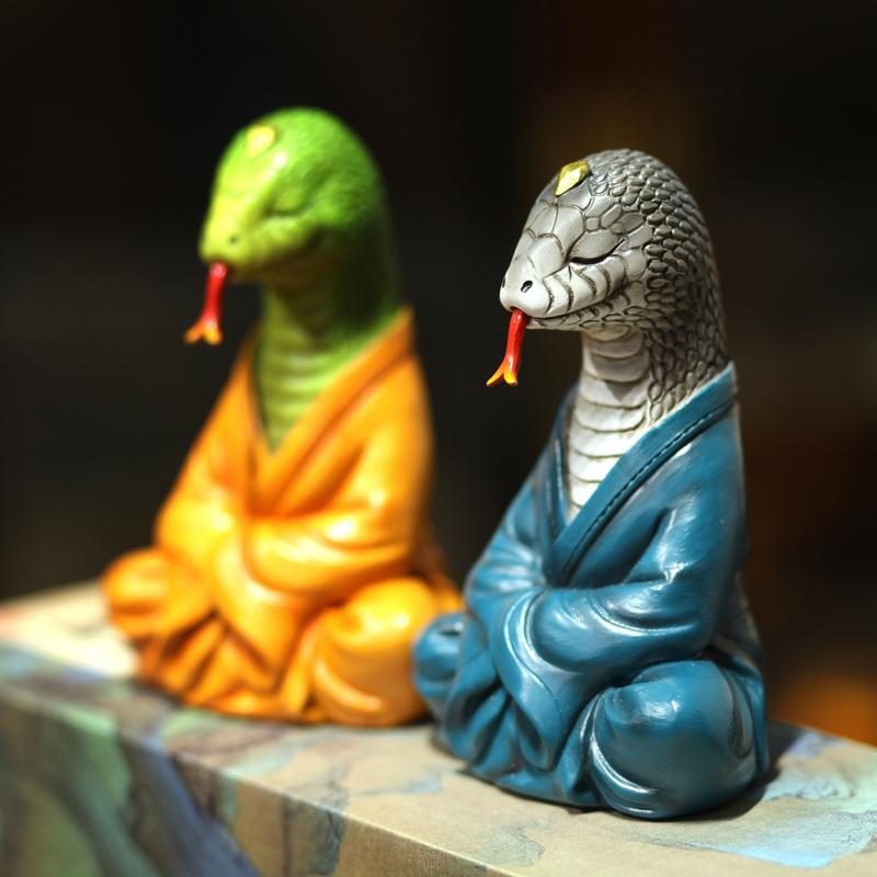 Snake Statue Snake Buddha Statue Zen Meditation Decor Chinese Snake Figurines 2025 Year Of The Snake Sculpture Chinese New Year