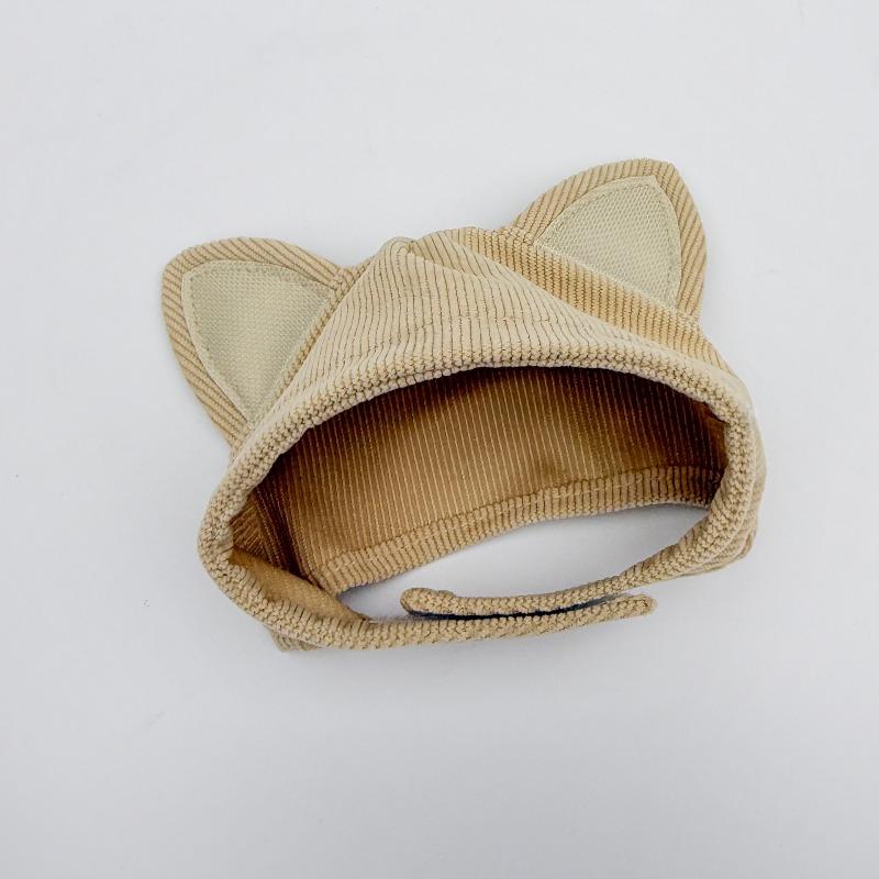 Süße Katzenohr Haustierhut Weiches Corduroy Verstellbarer Kinnriemen Kätzchen Kopfbedeckung Foto Requisite Party Cosplay Zubehör für Kleine Katzen