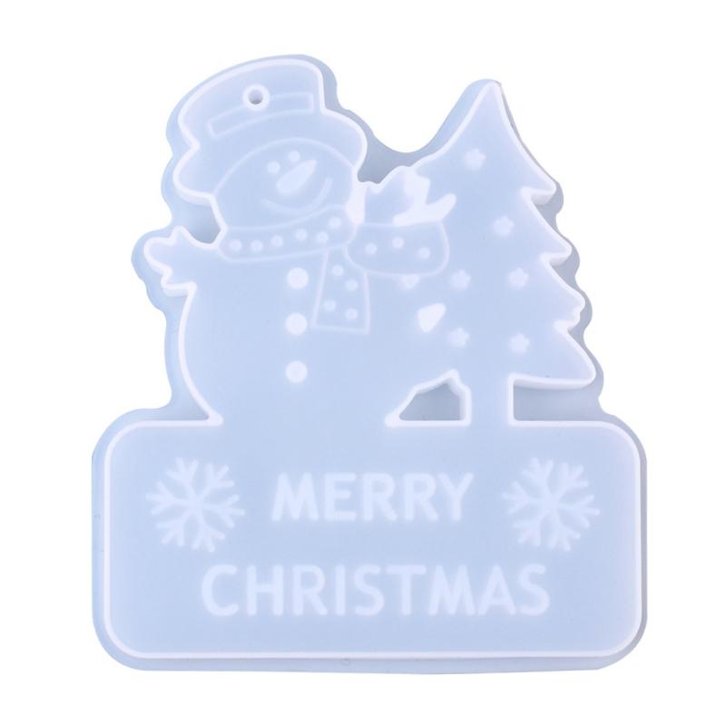 Hanging Ornaments Crystal Epoxy Resin Mold DIY Christmas Pendants Silicone Mould Santa Claus Elk Xmas House Casting Mold