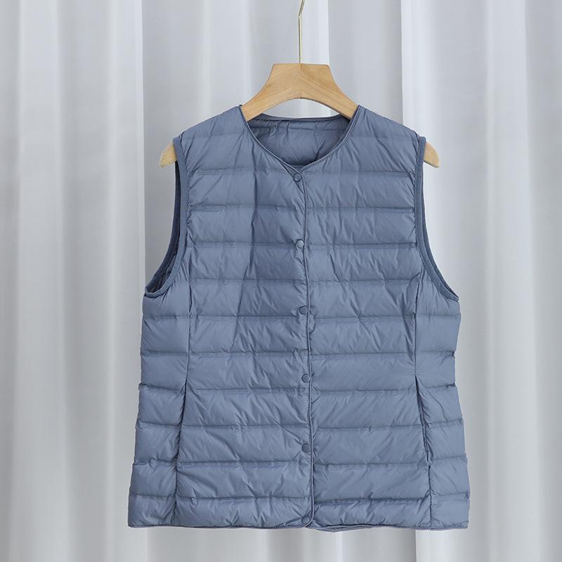 New Light and Thin Collarless Down Vest Women's White Duck Down Liner Thin Down Jacket Pressure Glue Vest Vest
