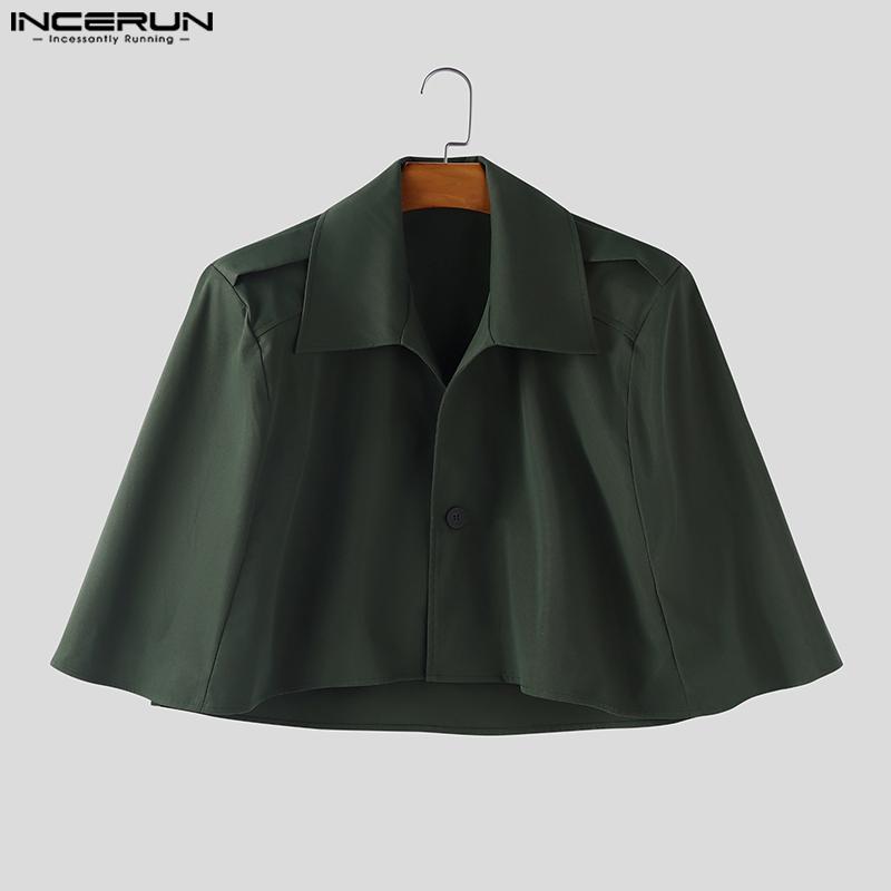 INCERUN Men Lapel Open Front Cloak Casual Loose Cropped Cape Coats