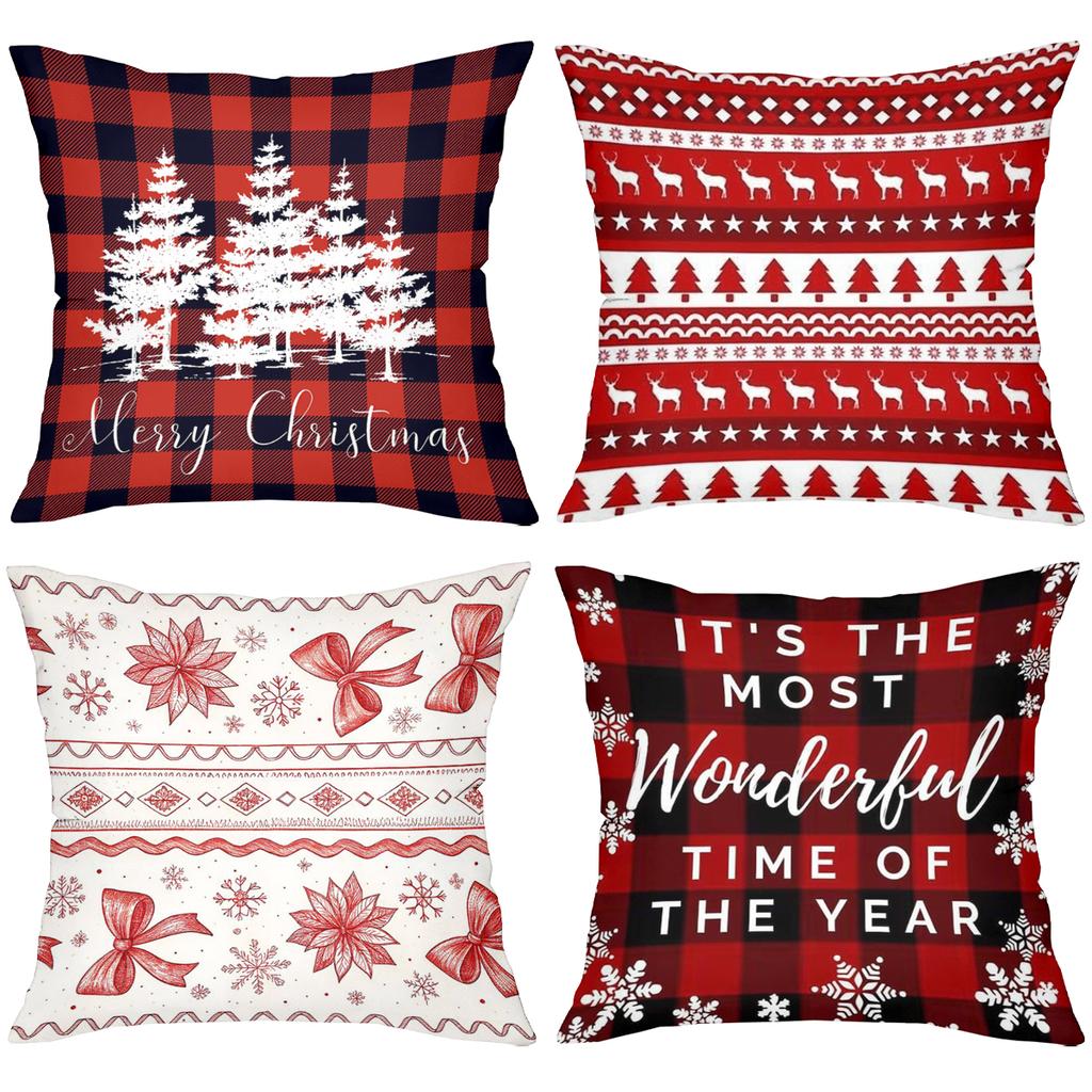 2D flat printing Christmas Pillows Wonderful Patterns Merry Style Polyester pillowcase sofa decorative cushion cover