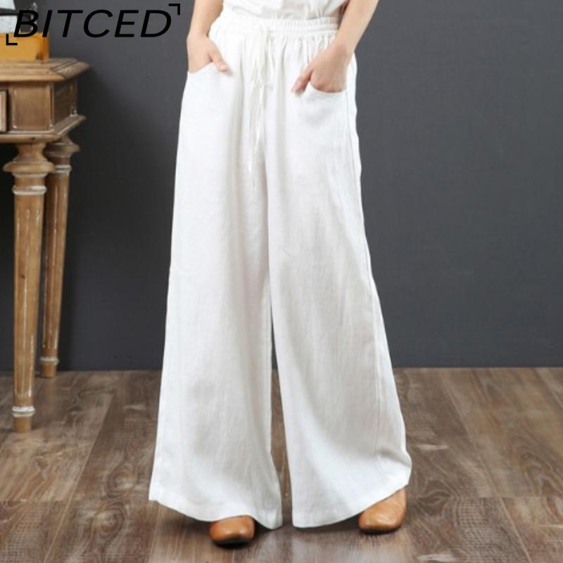 

BITCED Женские модные повседневные однотонные брюки и капри с принтом S белый