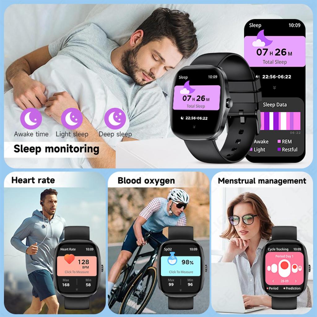 LIGE Smartwatch 1.53-inch AMOLED HD Screen Bluetooth Call Sport Watch Heart Rate IP68 Waterproof Smart Watch for Men