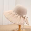 New pleated lace fashionable and elegant straw hat women's spring summer sun protection face small sun hat gentle fake bucket hat
