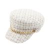 Tweed Plaid Cabbie Hat Chain Flat Cap Beret Hat Visor Peaked Hat