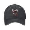 Korn Band Rock Unisex Baseballkappe Used Denim Kappe Hut Lässig Outdoor Sommer Verstellbare Passform Sonnenkappe