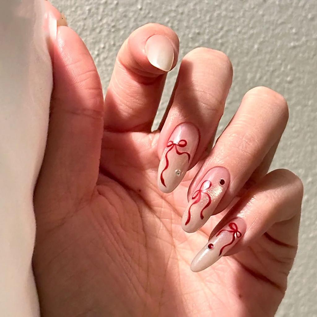 3D Black Red Pink Nail Stickers Bowknot Nail Decals Ribbon Butterfly Knot Self Adhesive Nail Sliders DIY Manicure Decorations