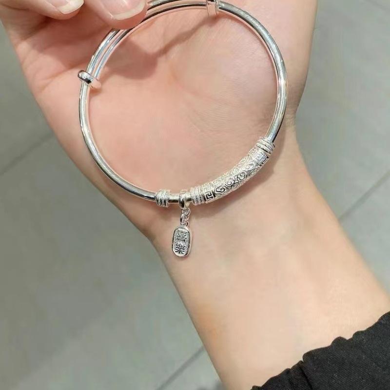 New Ping An Xi Le Xiang Yun Push Pull Bracelet with Chinese Style for Women Solid Gift for Best Friend and Girlfriend's Birthday
