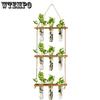 9pcs Tube Vases Wall Hanging Propagation Station with Wooden Stand Glass Test Tubes Tiered Planters Wall Terrarium