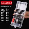 Compact Double-Headed Stubby Ratchet Screwdriver with Phillips & Slotted Bits - Telescopic, Labor-Saving, Forward/Reverse Function