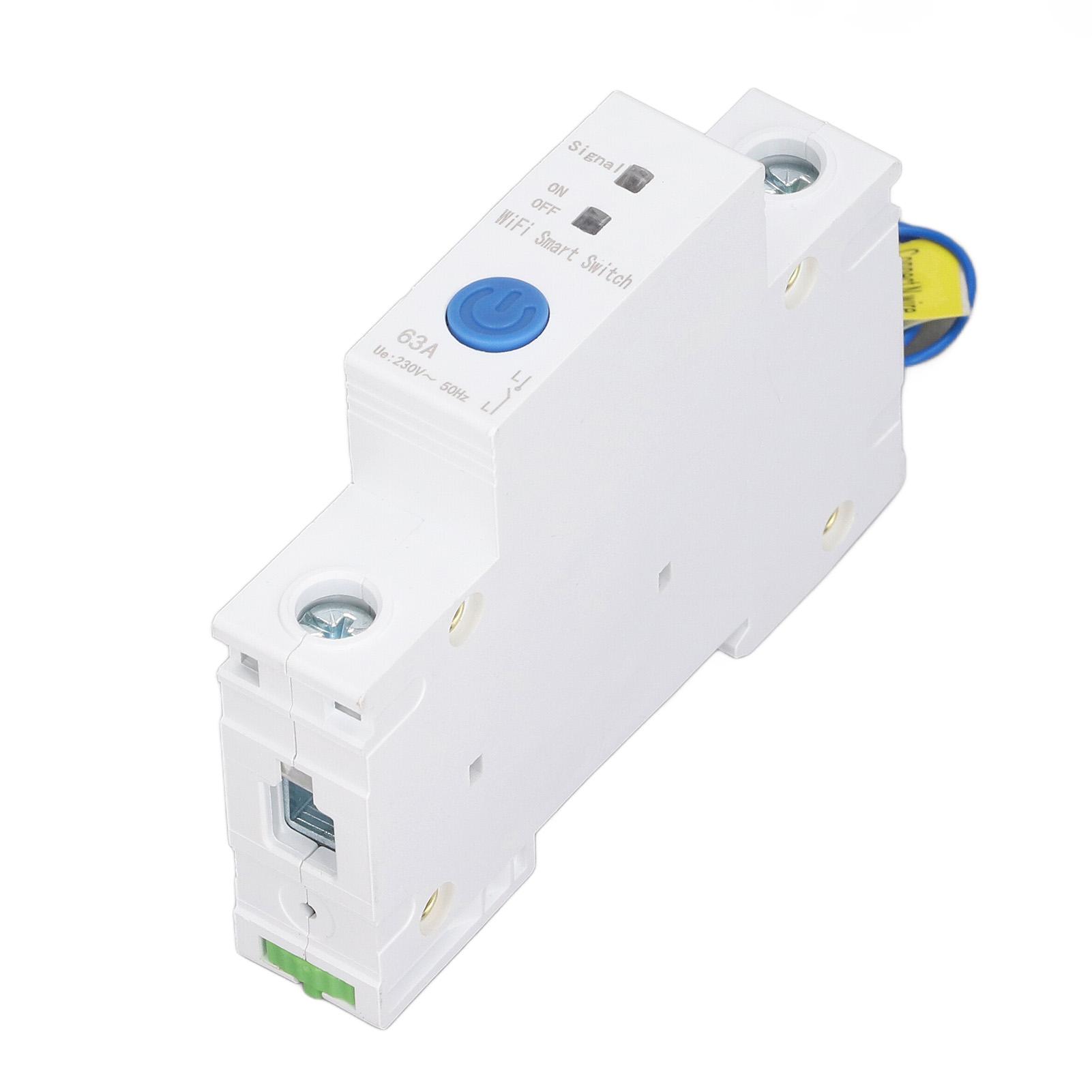 

WiFi Smart Circuit Breaker 1P DIN Rail Mount APP Remote Control Time Relay Switch AC230V 63A