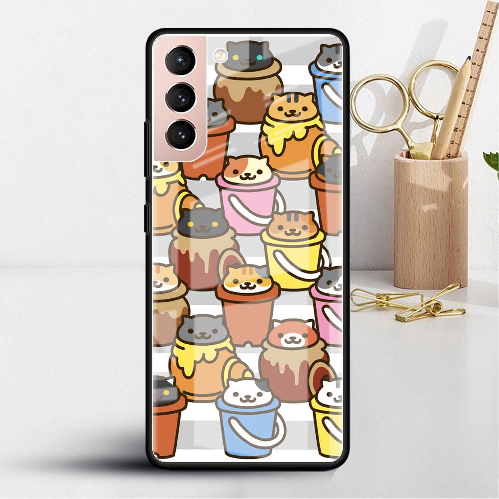 Glass Case For Samsung Galaxy S22 S20 FE S21 Plus Phone Cover S10 5G S9 Note 20 Ultra 10 Lite Shell Cute Dogs Cat Animal