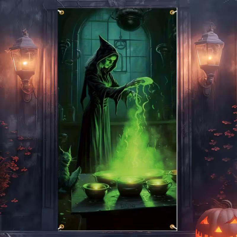Halloween 2026 Skeleton Witch Door Curtain Decoration