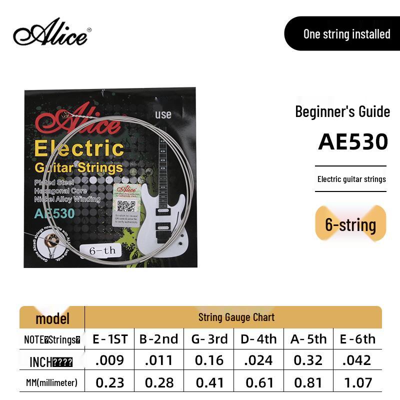 Alice Genuine Electric Guitar Single Spare Strings (1st-5th)