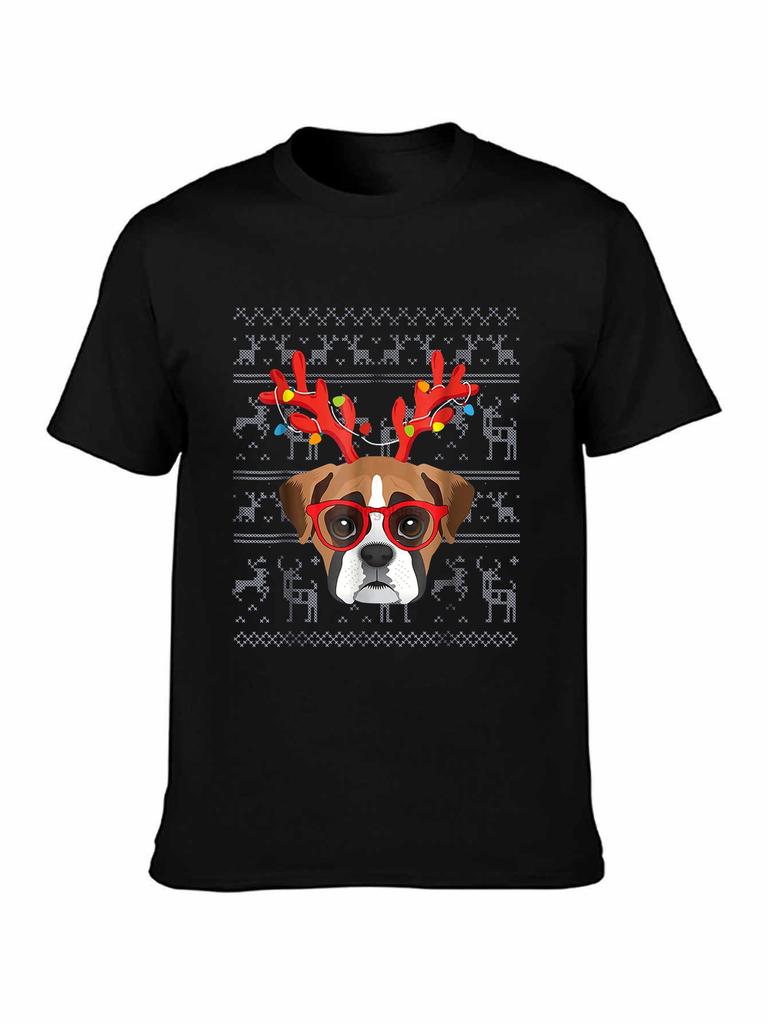 Brand Men Shirt Antlers Light Boxer Christmas Ugly Sweater Style T Shirt
