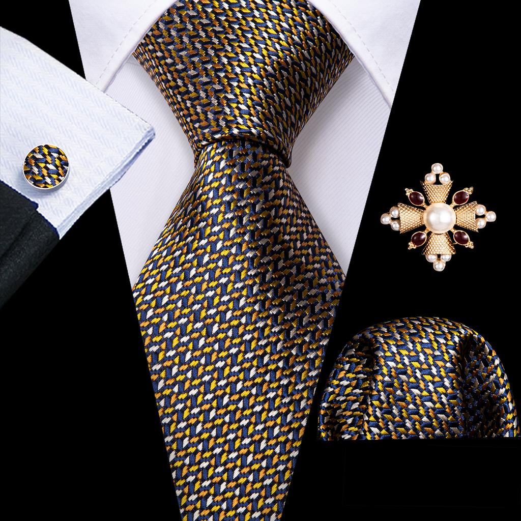 Barry.Wang Pearl sagė su kaklaraiščiu vyrams Paisley gėlių šilko kaklaraištis Hanky rankogalių sąsagų rinkinys