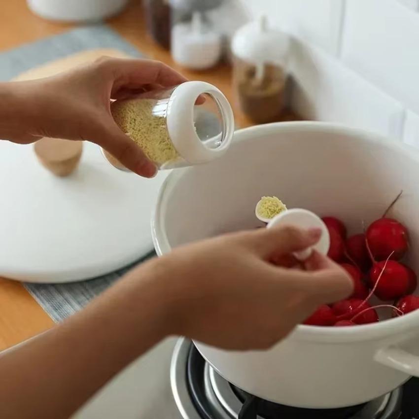 Glas Gewürzgläser Aufkleber Salz Zucker Pulver Olivenöl Pfeffer Würze Aufbewahrungsflasche Löffel Basis Werkzeuge Küchenzubehör Set