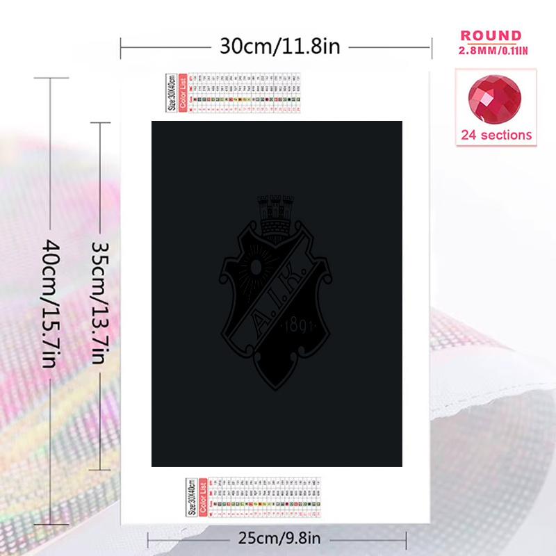 AIK Fotboll 100% Round Full Drill 5D DIY Diamond Painting Embroidery Cross Stitch Rhinestone Décor
