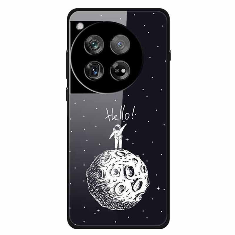 For OnePlus 12 5G Case Pattern Printing Tempered Glass Cell Phone Protection Cover