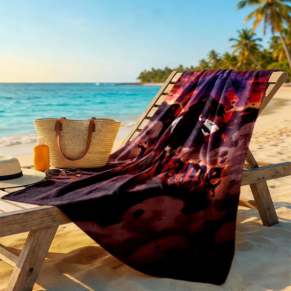 Naruto Character Personalized Text Beach Towel Soft Durable Quick-Dry Ideal for Travel Outdoor Swim Pool Yoga Surf Camping Hiking Gym Gift Holiday