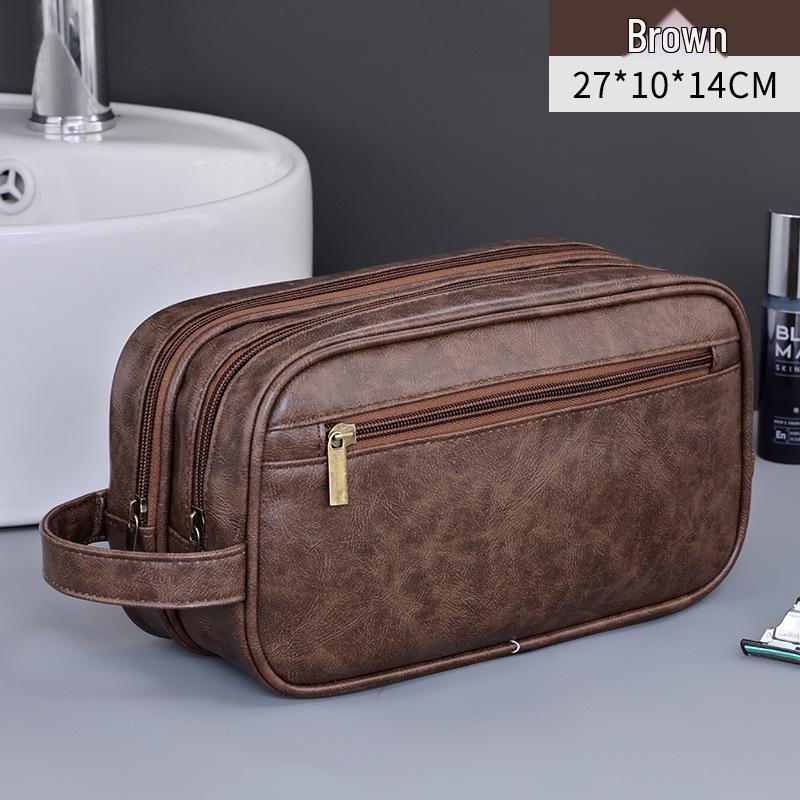Portable Waterproof Men's Double-Layer Toiletry Bag - Large Capacity, High-End Feel.
