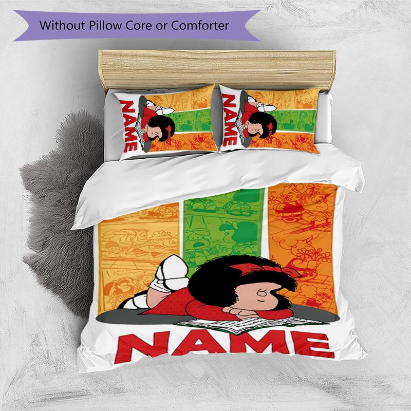 3pcs Mafalda2 Cover Set - Personalized Name, HD Printed Bedding with 1 Cover and 2 Pillowcases - Perfect for Home Decor, Easy Care