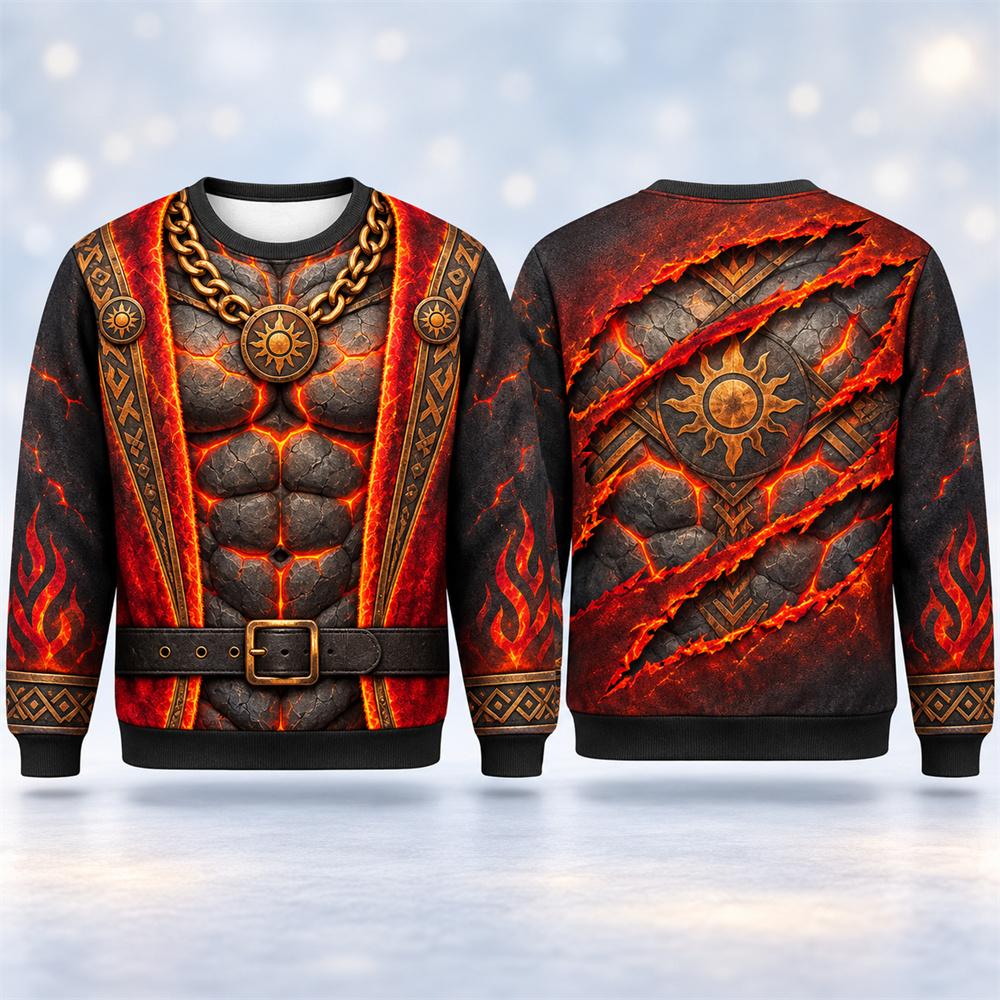 Christmas Fun Costume Fake Muscle  3D Print Long Sleeves Pullovers Autumn Winter Comfortable Base Outerwear Versatile Pullovers