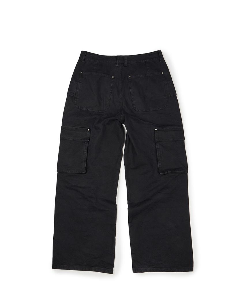 ETCE Heavy Cotton Washed Cargo Pants (Black)