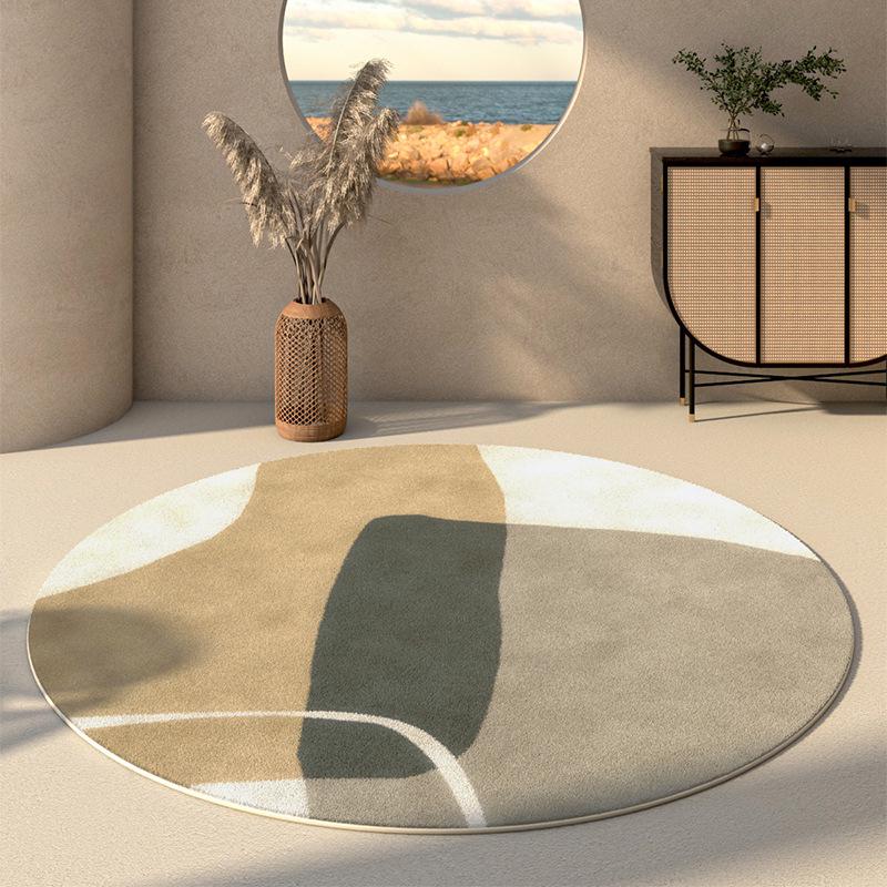 Round Faux Cashmere Wabi-Sabi Rug for Living Room, Bedroom, or Office